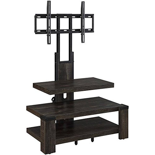 Whalen 3 Shelf Tv Stand With Mount For Tv's Up To 46", Weathered Dark Pine Finish #TOP3