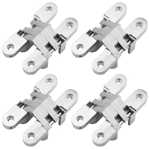 QWORK® 4 Pack Bisagra Ocultada, Invisible Bisagra Para Puerta Plegable Muebles 95mm, Soporte De Carga: 40 kg