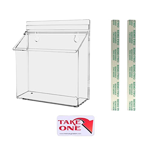 Marketing Holders Outdoor Brochure Box 7"W X 5”H With Keyholes For Post Or Wall Mounting Catalog Holder Smooth Surfaces Bin Realtors Doctors Offices Real Estate Agents National Park Handouts Portable #TOP7