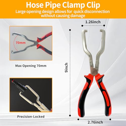 6-Piece Fuel Line Pliers Set, 9" Long Fuel Filter Caliper, Fuel Hose Clamp Removal Plier, Flat Hose Clamp Plier Hose Remover, 30°Bended Disconnecting Pliers Set for Auto Maintenance by WIN&YING - Image 3