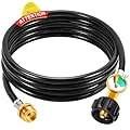 GasSaf 12FT Propane Hose Propane Adapter Hose 1lb to 20lb Connection, Propane Tank Hose and Gauge Fit for Heater Buddy, Weber Q Grills, Coleman Stoves, Blackstone Tabletop Griddles & More