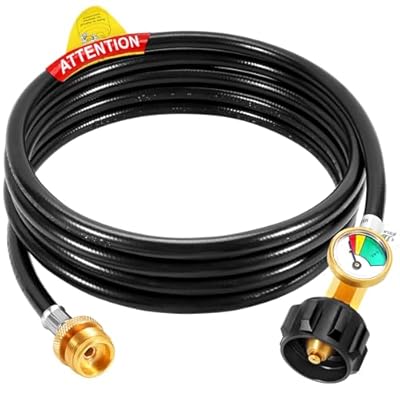 GasSaf 12FT Propane Hose Propane Adapter Hose 1lb to 20lb Connection, Propane Tank Hose and Gauge Fit for Heater Buddy, Weber Q Grills, Coleman Stoves, Blackstone Tabletop Griddles & More