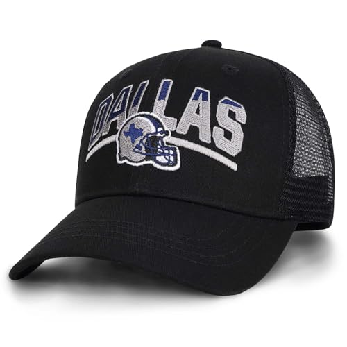 Football Fans Embroidered Trucker Hat, Football Team City Adjustable Baseball Hats Best Gift for Men Women