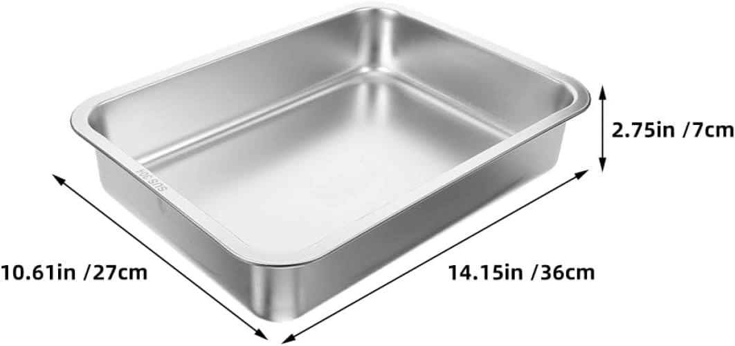 Stainless Steel Cat Litter Box Open Design Litter Pan for Cats Rabbits Convenient Storage for Litter Scoop Easy Portable Litter Box for Kittens and Small