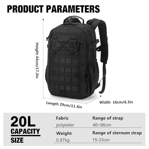 Mardingtop Small Hiking Backpack for Men 20L Military Tactical Molle Rucksack Daypack for Hiking,Travel,Camping - Image 3
