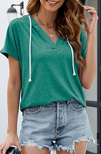 Image of Womens Long Sleeve V Neck Hoodie Sweatshirts Lightweight Pullover Tops