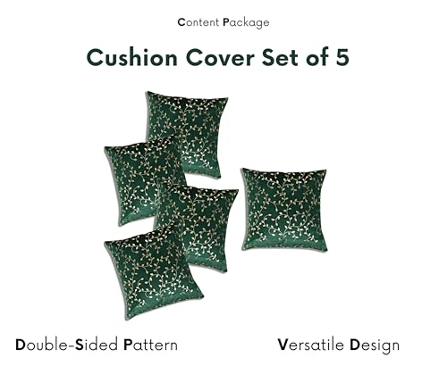 Image of RD TREND Premium Velvet Cushion Covers Set of 5 | Soft Decorative Throw Pillow Covers for Sofa, Bed & Living Room | Cushion Cover 24 inch x 24 inch (60x60 cm) Dark Green