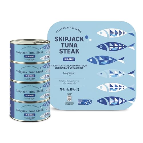 by Amazon Thon listao entier au naturel, 195g, lot de 4