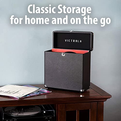Victrola Collector – Record Storage Case – Holds 30+ Vinyl Turntable Records, Heavy-Duty Hardware, Hinges, & Smart Metal Corners, Portable with Easy-Carry Handle (Black) by Victrola - Image 4
