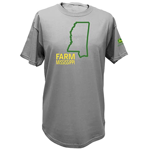 John Deere Usa Farm Mississippi State Pride Short Sleeve T-Shirt State Outline Graphic Tee-Mississippi-Large #TOP28