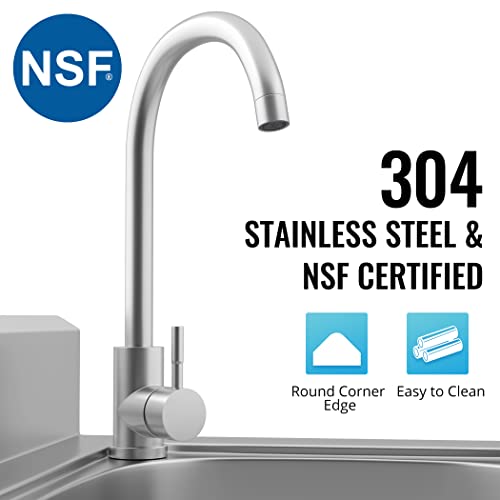 Utility Sink Free Standing Single Bowl Kitchen Sink With Cold And Hot Water Pipe Stainless Steel Sink For Laundry Room Bathroom Farmhouse #TOP1