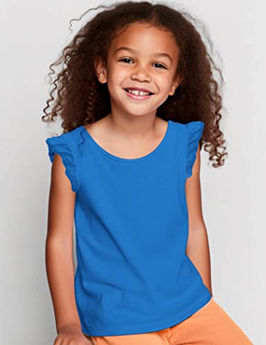 Arshiner Little Girls Blue Plain Ruffle Short Sleeve Tank Top T-Shirt Solid Cotton Basic Blouse Tees #TOP5