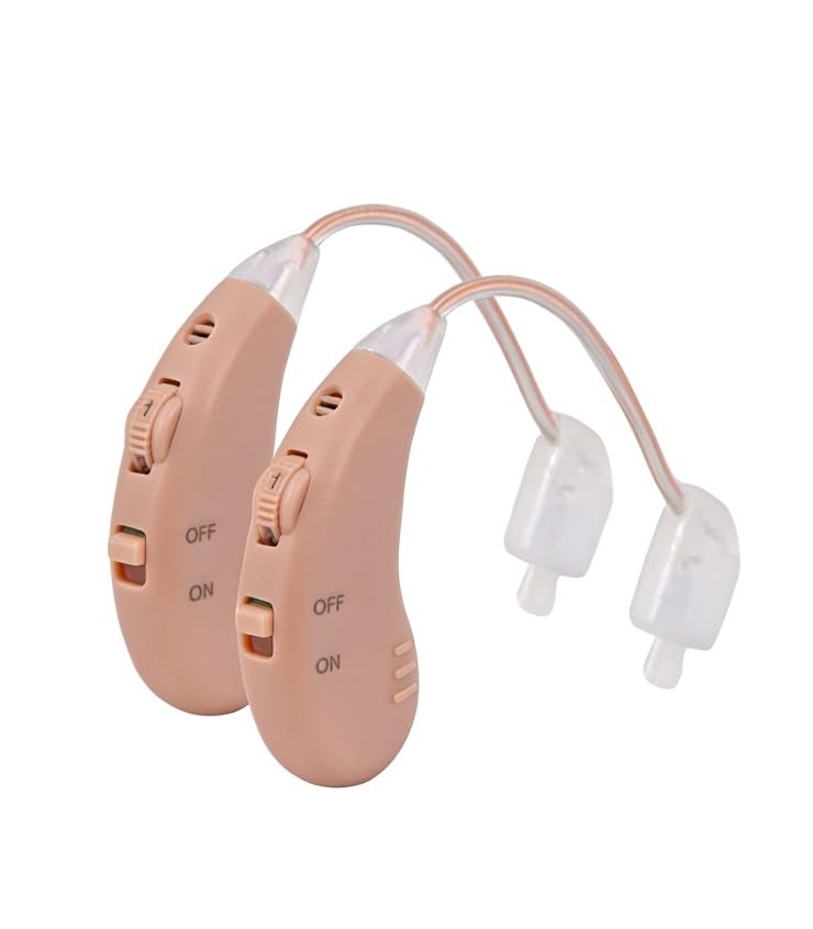 YAOIGO™ Amplificador de Sonido Recargable (2 Dispositivos), Ultraligero, Discreto con Base de Carga, 4 Niveles de Volumen y Autonomía de 16h, Incluye Estuche y Accesorios. Oye Alto, Claro y Nítido.