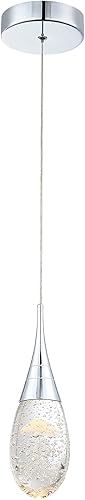 Miniatura 7 de JoollySun Mini lámpara colgante de cristal moderno colgante LED regulable de 3 colores (3000k-6000k) para baño de isla de cocina - cromo pulido