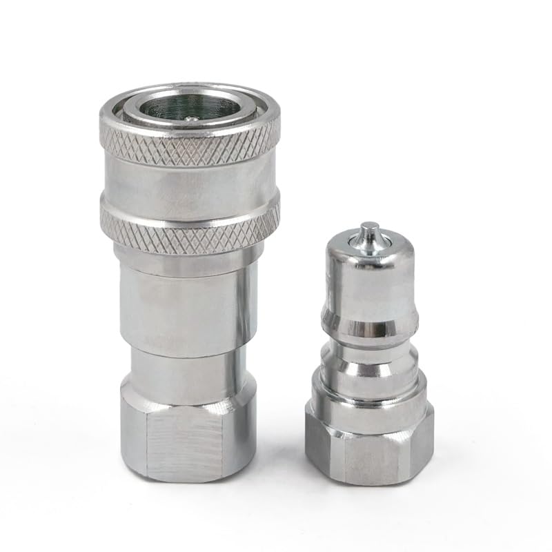 Image of 1 /4 inch NPT ISO 7241-B Hydraulic Quick Disconnect Coupling /Coupler Set w /Dust Caps
