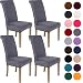 Colorxy Velvet Spandex Fabric Stretch Dining Room Chair Slipcovers Home Decor Set of 4, Silver Grey