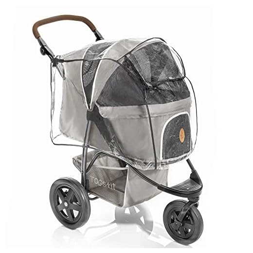 Zamboo Protector lluvia Cochecito mascotas TOGfit - Burbuja de lluvia con ventana frontal, malla de ventilación y entrada trasera abatible - Perfecto para carritos para perros Pet Roadster