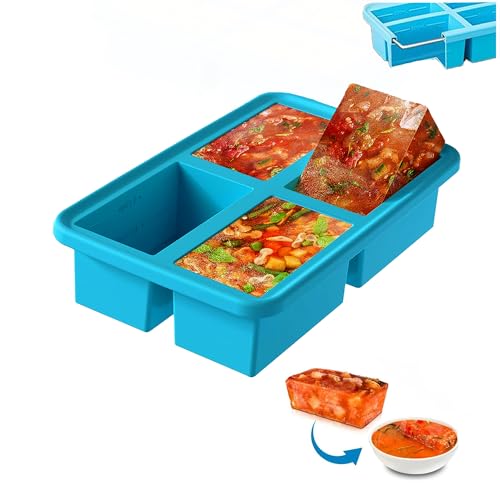 imuounl Large Silicone Soup Freezer Tray with Lid, Silicone Soup Cubes, Soup Freezer Food Cubes Container for Soup Sauce Meal Prep, Baby Food Freezer Trays (1Pack)