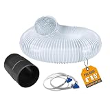 POWERTEC 70494 4" x 5' PVC Dust Collection Hose w/ 2pcs Stainless Steel Key Hose Clamps and 4" Dust Hose Connector Splice Adapter, for Table Saw, Band Saw, Planer, Jointer, Woodworking and Wood Shop