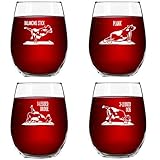 Cow Yoga Stemless Wine Glasses (Set of 4)- Funny Novelty Wine Glassware for Women- Party, Event, Hosting Fun- Hilarious Images, Real Poses- Cute Gift