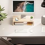 FITUEYES Wood Monitor Stand PC Laptop Computer Screen Riser, Save Space Desk Organizer Stand 42.5x23.5x10cm, Max Load 20 kg, Oak - Image 3