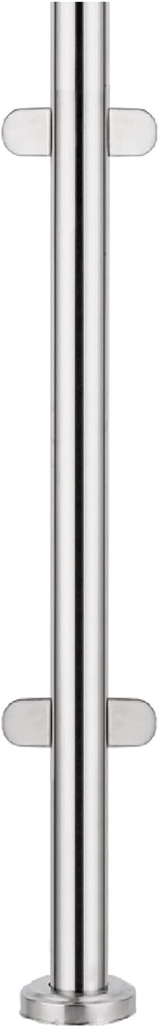 Round Glass Railing Post, Outdoor Deck Garden Fence Panel Clamp/Clips Floor Concrete Mount, Middle/Corner/End Column Modern Divider No Punching (Color : End Post, Size : 95cm (37.4inch))
