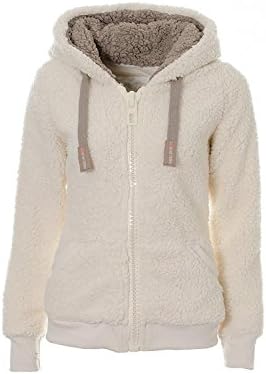kooosinWomen's New hooded sherpa jacket women Casual Winter Warm Soft Teddy Coat Zip Up Hooded Sweatshirt Jacket Coat