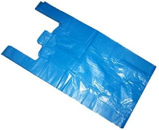 Teak 100 x Strong 11x17x21" Blue Plastic Vest Carrier Bags- Plastic Carriers With Handles - Heavy Duty Ideal For Grocery Shopping