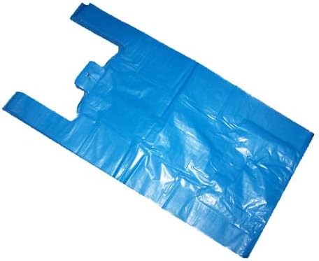 Teak 100 x Strong 11x17x21" Blue Plastic Vest Carrier Bags- Plastic Carriers With Handles - Heavy Duty Ideal For Grocery Shopping