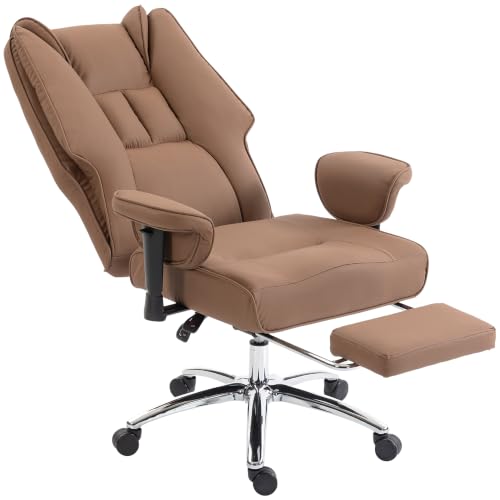 Image of HOMCOM Executive Office Chair Ergonomic Reclining with Footrest Brown