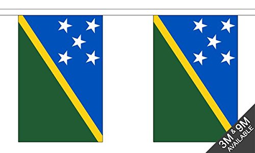 Flagtex Solomon Islands Fabric Bunting – 9m with 30 Flags – Fabric for Indoor & Outdoor Use – String Flags Banners Solomon Islander Melanesia Pacific Island