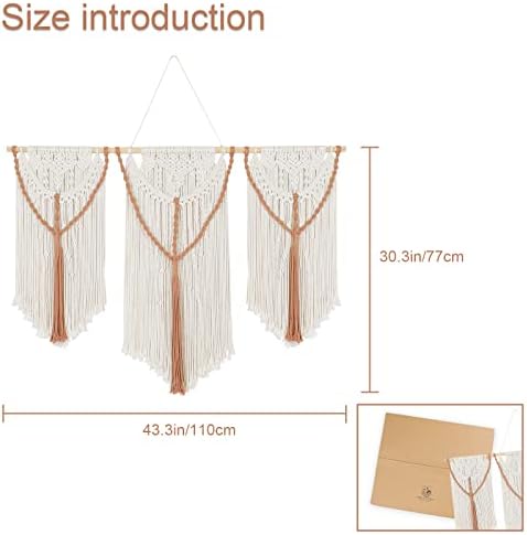 HOLAVIDA Large Macrame Wall Hanging, Boho Handmade Tassel Woven Tapestry Nordic Style Wall Decor for Bedroom Living Room Gallery(110cm×77cm)