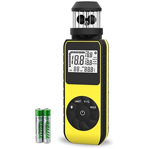 Pocket Anemometer RQ-881M Handheld Anemometer Update Wind Meter with 360° Rotation Any Wind Direction for Measuring Wind Speed, Temperature with LCD Backlight for Shooting, Drone Flying-2022 Newest Cover