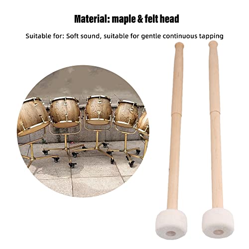 2Pcs Timpani Stick 14 Inch Maple Tuning Drum Hammer Felt Head For Tuning Drum Small Drum 368Mm Long Head 25X40Mm #TOP3