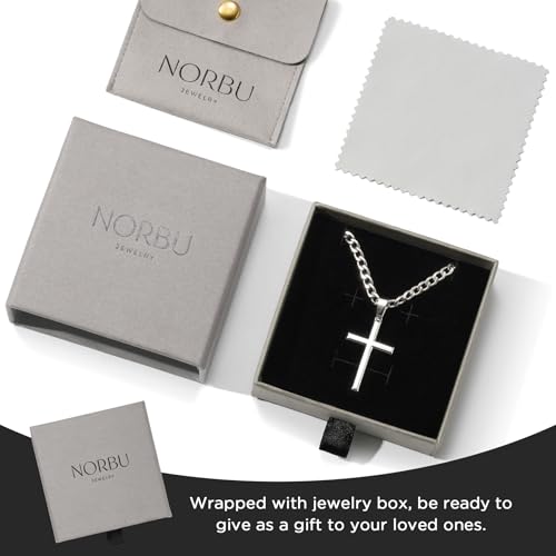 Image of SWEETV 18K Gold Cross Necklace for Men, 925 Sterling Silver Cross Pendant