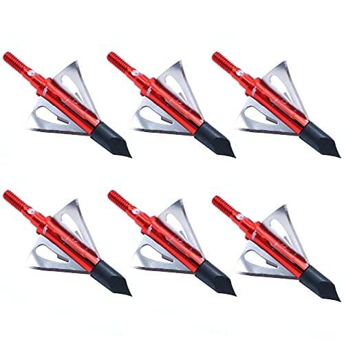 6pcs Archery Hunting Crossbow Bolts Target Practice Arrows Archery Hunting Broadheads 100 Grain 3 Big Blade 3 Small Blade Broad Screw Tips Arrow Heads