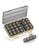 Acedada Weekly Pill Organizer 4 Times A Day, Travel Pill Box 7 Day, Black