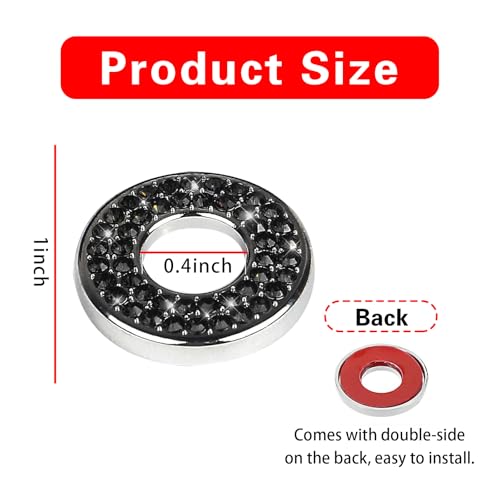 Image of ijuicy 4 PCS Bling Inner Car Door Lock Cover Stickers, Rhinestones Pull Rod Bolt Decoration Stickers, Bling Car Accessories for Women, Compatible with Benz A /B /C /D /E Class (Black)