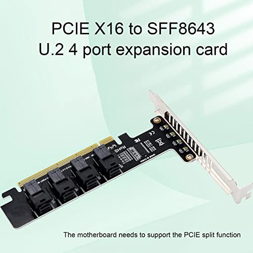 PH49-4P PCIe X16 to 4 Port U.2 NVMe Expansion Card, SFF-8643/8639 Adapter with LED Indicator, PCIe 4.0 by Heayzoki - Used condition - Image 2