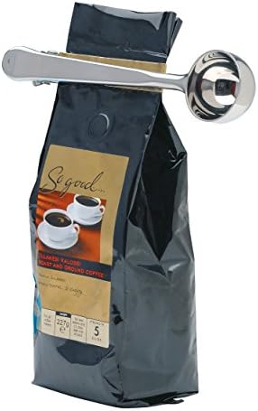 KitchenCraft KCCOFCLIP Le'Xpress Coffee Scoop with Bag Clip, Stainless Steel, Silver, 18 cm