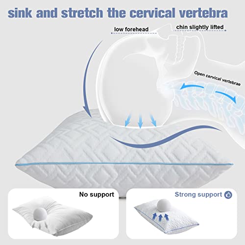 Shilucheng Shredded Memory Foam Pillows King Size Set Of 2, Cooling Pillows For Sleeping, Adjustable Bed Pillows For Side Stomach Back And Hot Sleepers With Cooling Bamboo Cover, 2 Pack, 20"X36" #TOP1