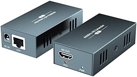 HDMI Extender 50m/164ft with Local Loop Out, Over Cat 5/5e/6/7 Extend Full HD 1080P@60Hz POE EDID Transmitter + Receiver