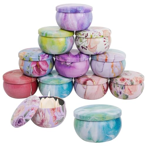 12 piccoli contenitori per candele, 65 ml, per la produzione di candele, scatole di metallo, rotonde, contenitori per candele grandi, contenitori vuoti con coperchio, mini candela (semplicità)