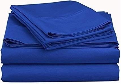 Real 300-Thread-Count Super Soft Extra Deep Pocket 4-Pieces Sheet Set, Solid Pattern Fit Up to 25" inches Deep Pocket (California King, Egyptian Blue)
