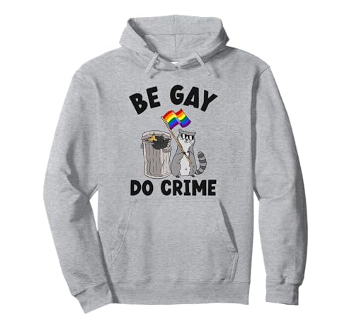 Be Gay Do Crime Raccoon Pride Bandiera Gay Felpa con Cappuccio