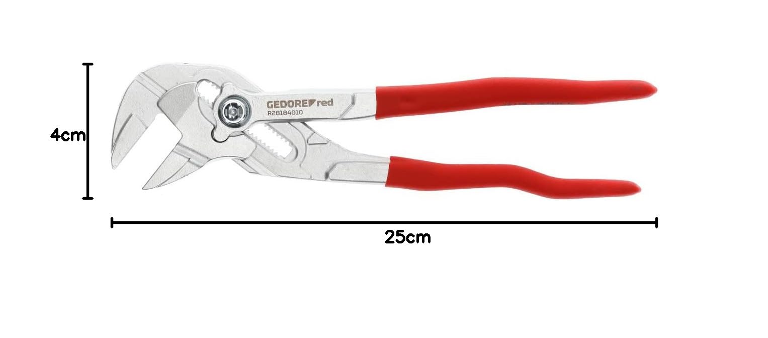 GEDORE Red Pinza Chiave Regolabile, Apertura Fino a 50 mm, Liscia Senza Dentatura, Regolabile su 17 Posizioni, Pinza Chiave Inglese, Utensile Multifunzione, R28184010
