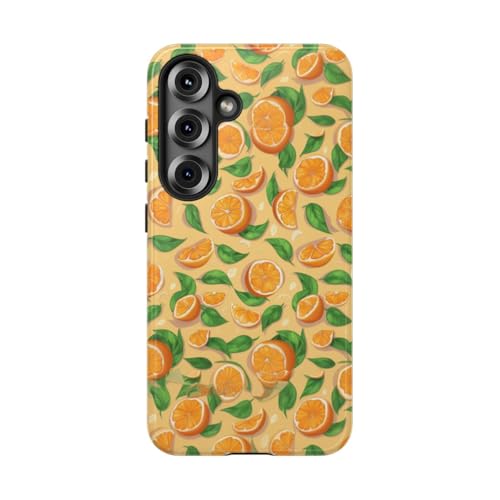 Coque Samsung S25 motif fruits oranges rigide brillante antichoc design
