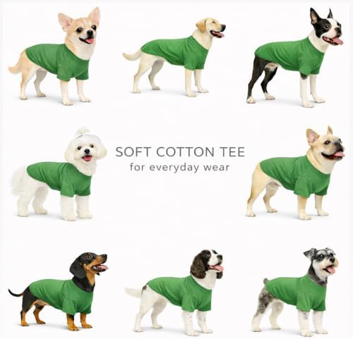 Lovelonglong Pet Clothing Dog Costumes Basic Blank T-Shirt Tee Shirts for Medium Small Dogs Green XL - 4