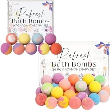 EvolutionUSA Refresh 9pc & 24pc Minis Bath Bombs Bundle - Enjoy These 2 Popular Sets that Make the Perfect Bath Bombs for Girls Gift