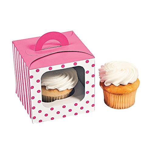 1 X Candy Pink Polka Dot Cupcake Boxes (12 pc)